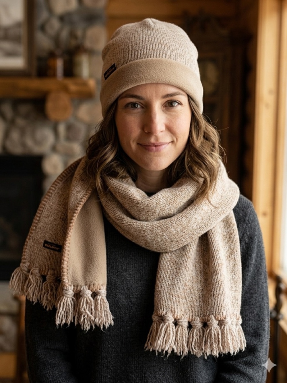 Woolrich Beige Knit Beanie Hat